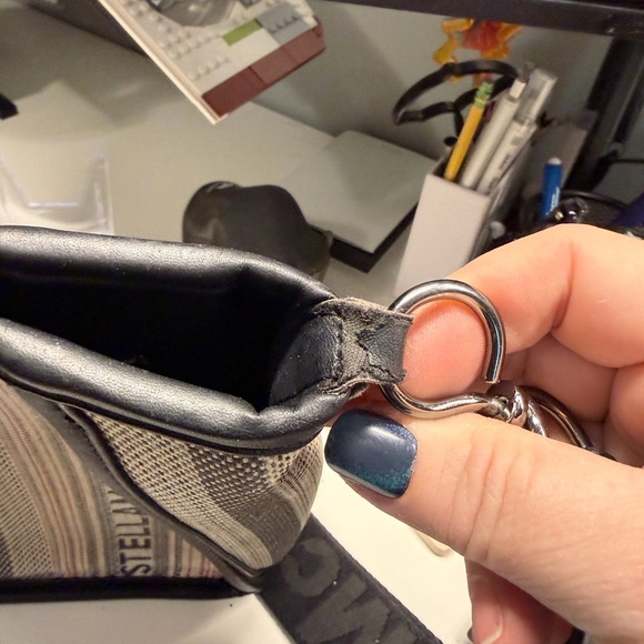 Stella McCartney Black and Cream Striped Shoulder Bag - Picture 7 of 8